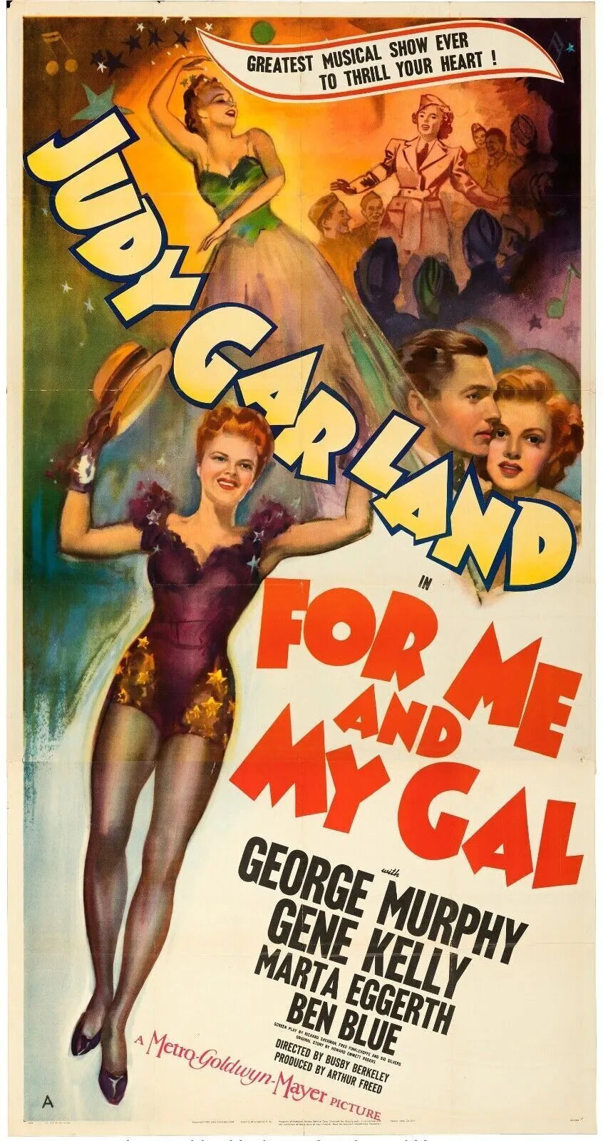 POUR MOI ET MA MIE, "FOR ME AND MY GOAL", JUDY GARLAND, 1942, Repro affiche cinéma, HQ
