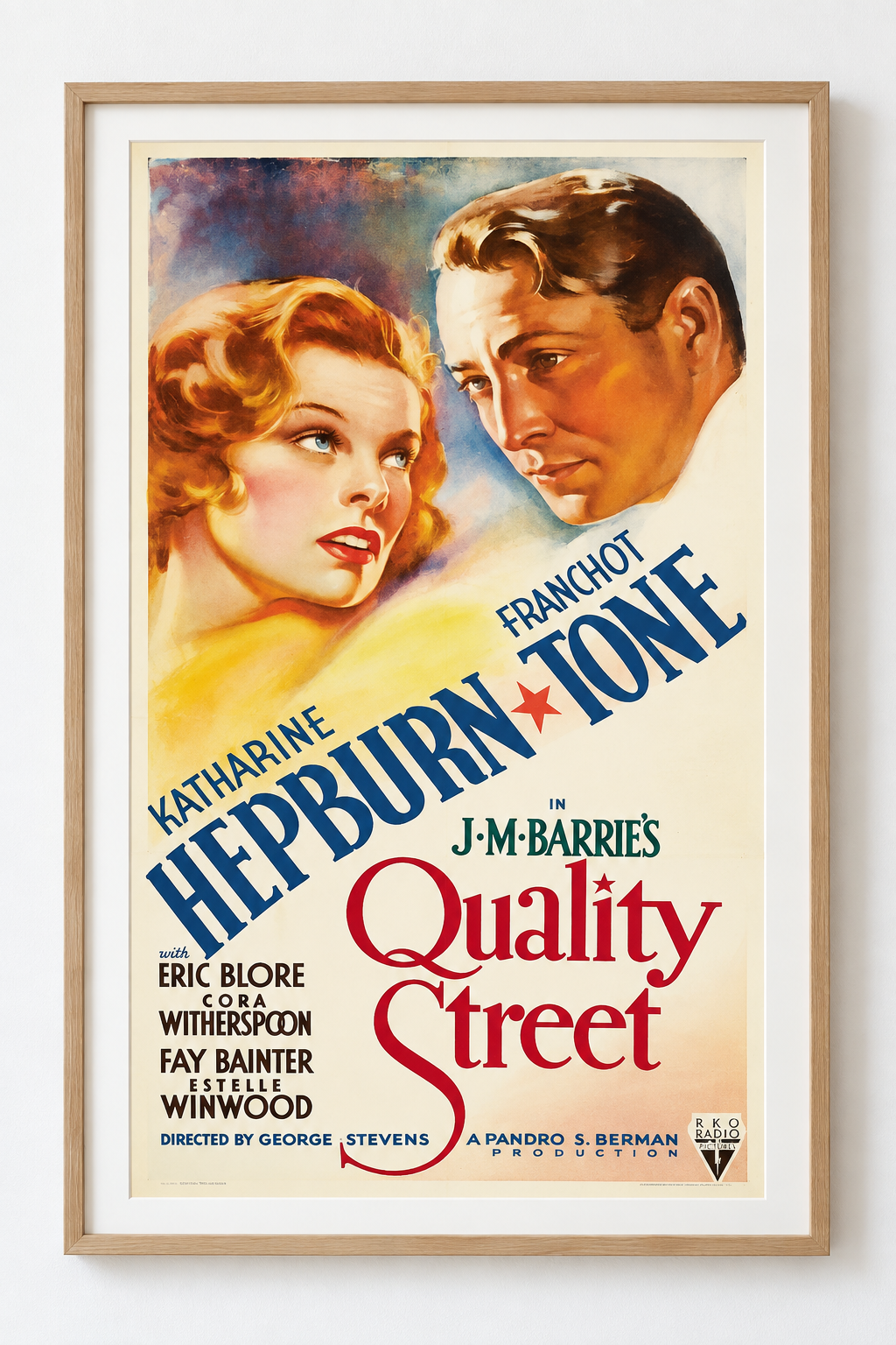 POUR UN BAISER, QUALITY STREET, KATHARINE HEPBURN, 1937, REPRO AFFICHE CINÉMA VINTAGE, HQ