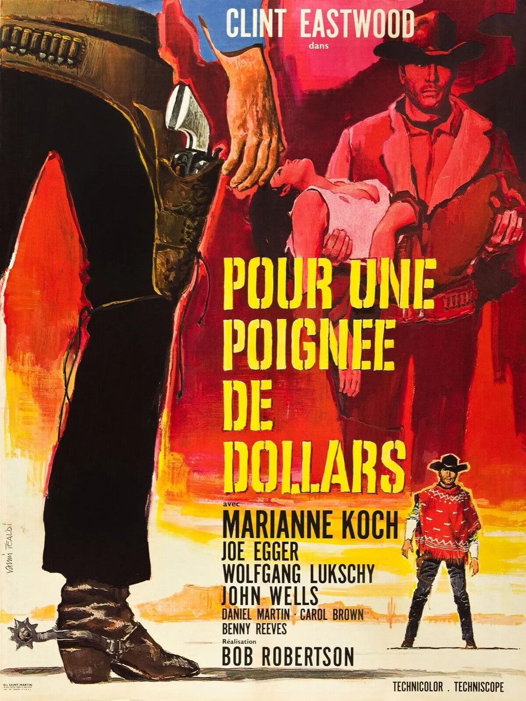 POUR UNE POIGNÉE DE DOLLARS, CLINT EASTWOOD, 1964, REPRO AFFICHE CINEMA VINTAGE, HQ