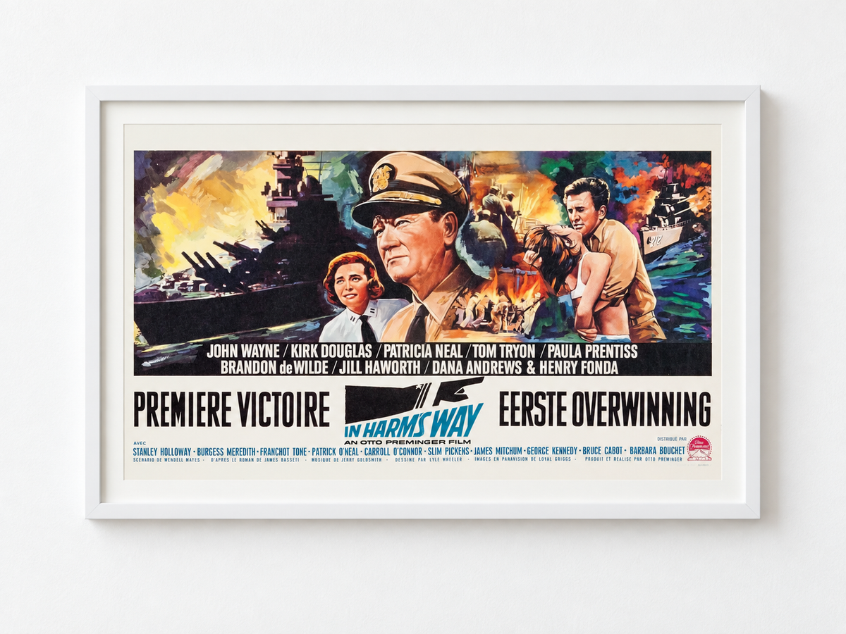 PRIMERA VICTORIA, JOHN WAYNE, 1965, REPRODUCCIÓN DE CARTEL DE CINE CLÁSICO EN LA SEDE