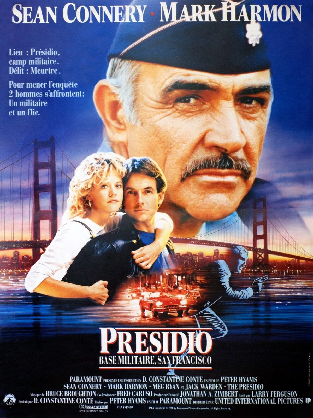 PRESIDIO, SEAN CONNERY, 1988, REPRO AFFICHE CINEMA VINTAGE, HQ