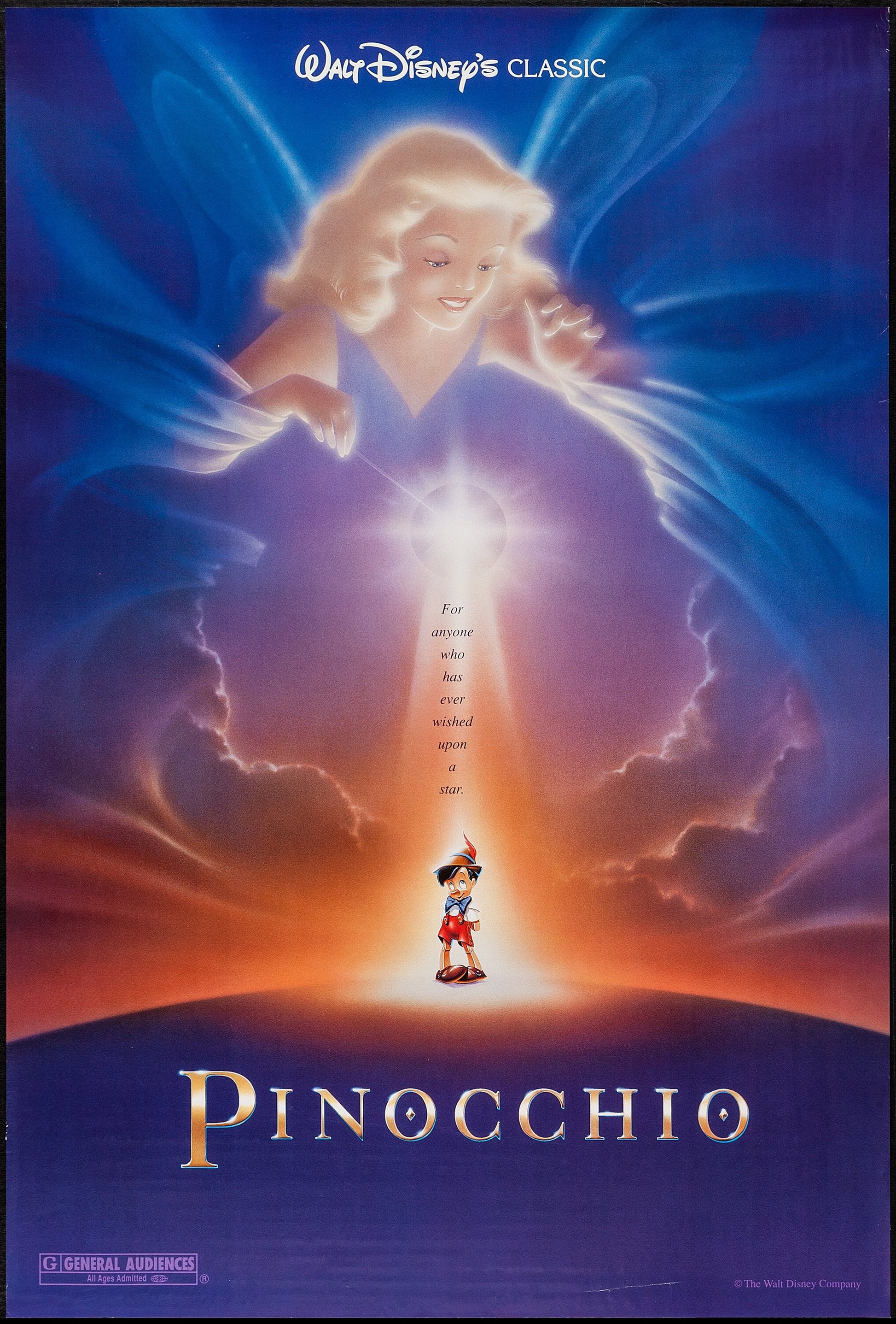 PINOCCHIO, WALT DISNEY, 1940, POSTER HUB STUDIO RÉTRO – HQ