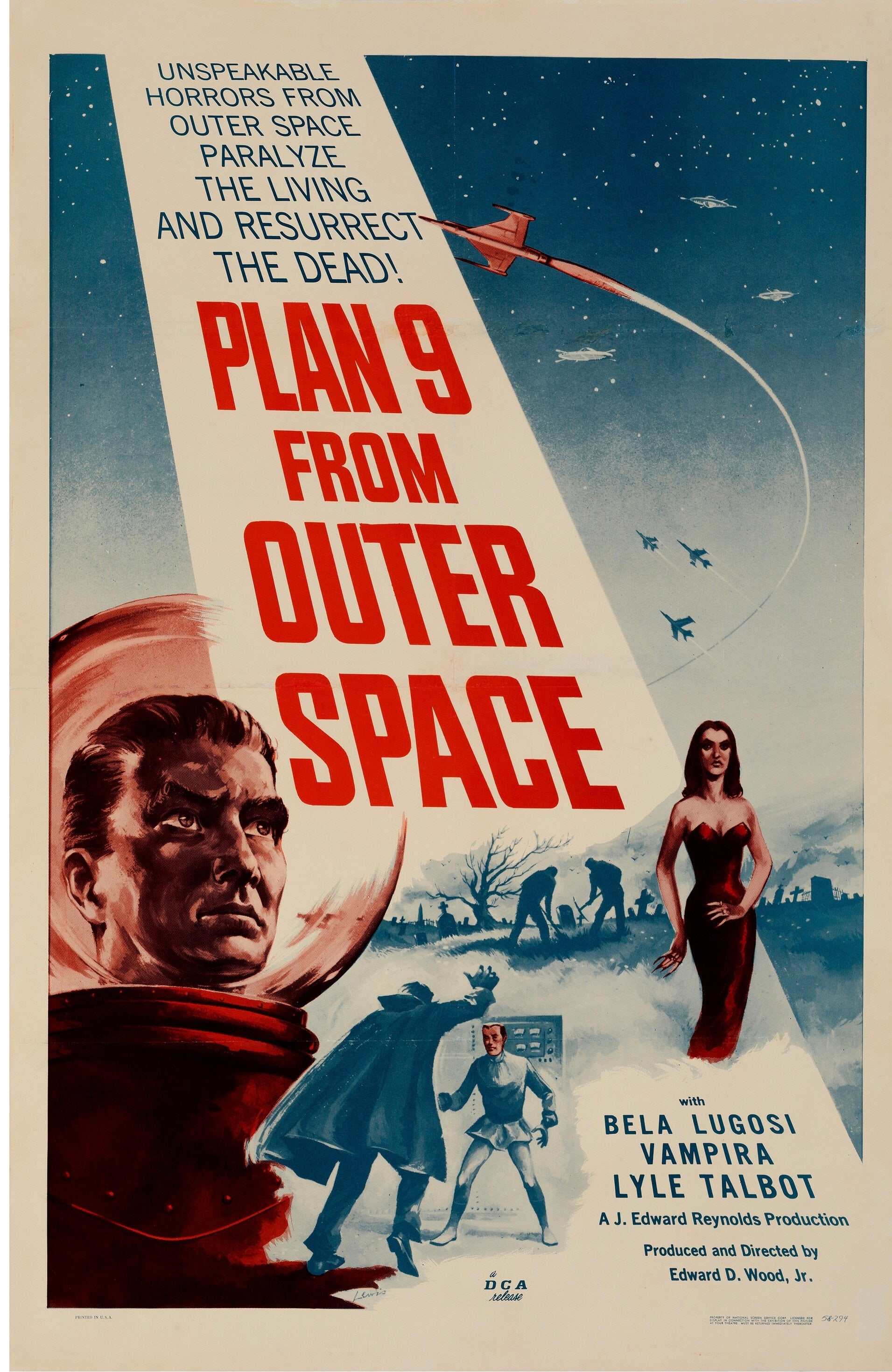 PLAN 9 FROM OUTER SPACE, 1959,  AFFICHE VINTAGE MOVIE POSTER HQ BELA LUGOSI