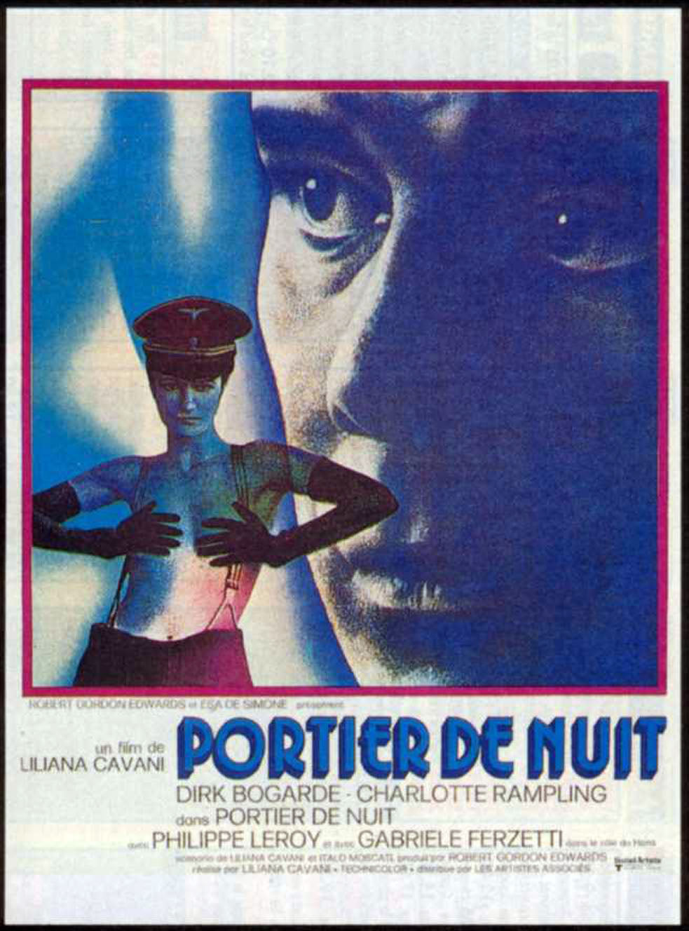 Affiche du film Portier de Nuit (1974) avec Dirk Bogarde et Charlotte Rampling. Un drame intense et culte. Reproduction haute qualité – Poster Hub