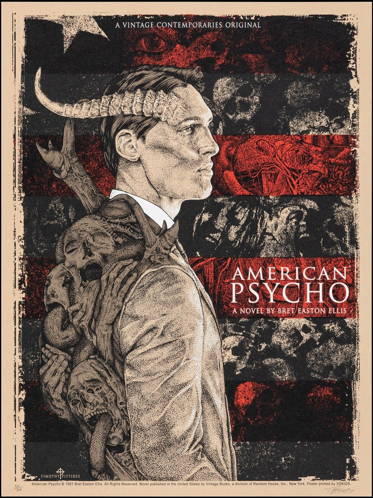AMERICAN PSYCHO, CHRISTIAN BALE, 2000, REPRO MOVIE POSTER, VINTAGE, HQ