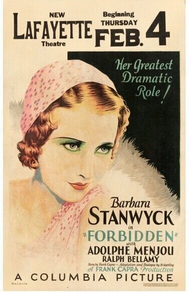 AMOUR DÉFENDU, BARBARA STANWYCK, 1932, REPRO MOVIE POSTER, VINTAGE, HQ