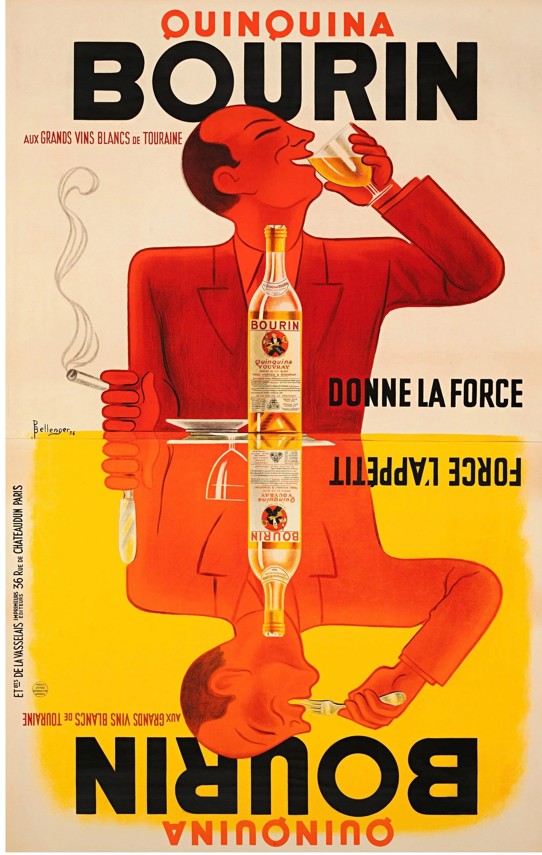 QUINQUINA BOURIN – PUBLICITÉ VINTAGE – 1936, AFFICHE VINTAGE CINÉMA RÉTRO, HQ