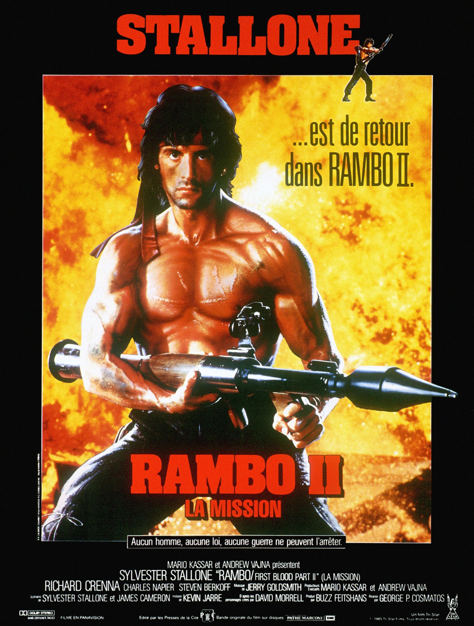 RAMBO II – AFFICHE VINTAGE CINÉMA RÉTRO, 1985, SYLVESTER STALLONE
