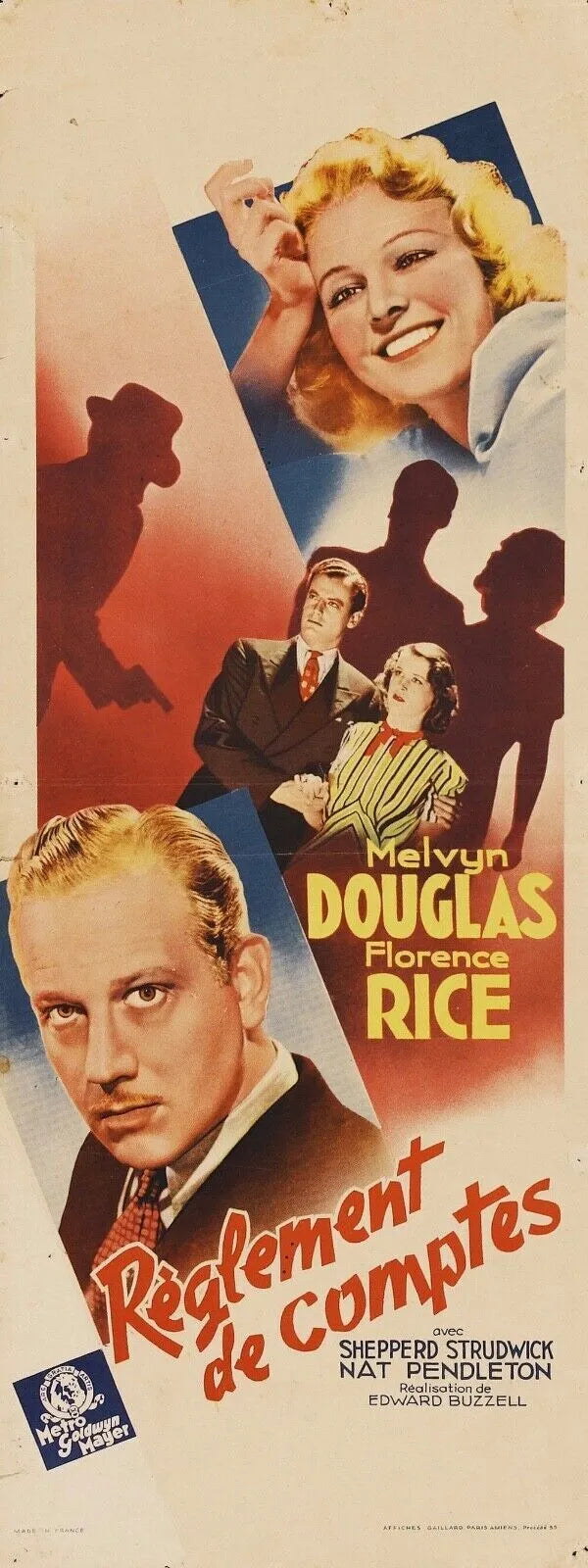 SETTLEMENT OF ACCOUNTS, MELVYN DOUGLAS, REPRO VINTAGE CINEMA POSTER (60X120) HQ
