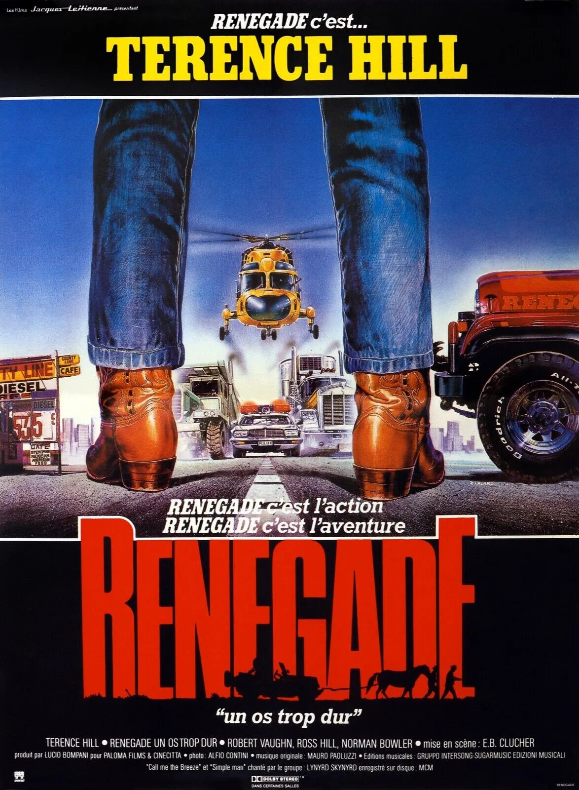 RENEGADE, TERENCE HILL, 1987, REPRO MOVIE POSTER, HQ