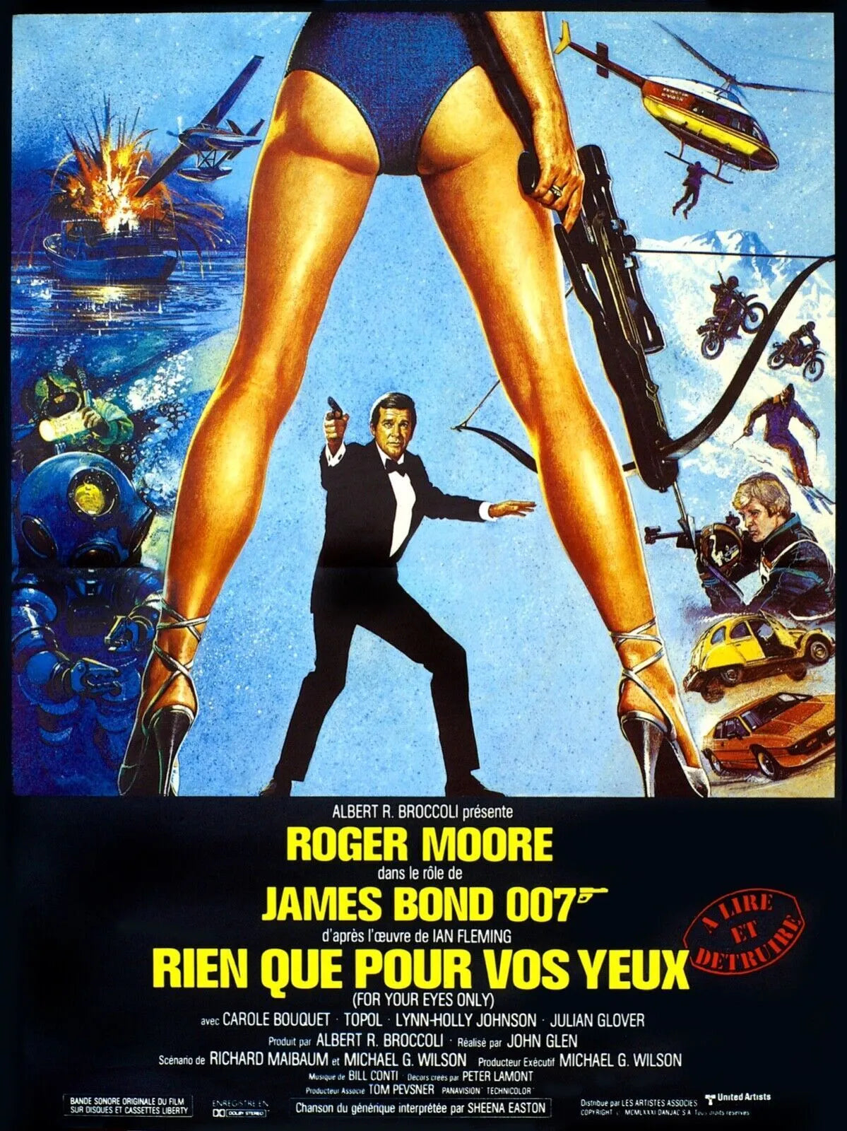 RIEN QUE POUR VOS YEUX, JAMES BOND 007, ROGER MOORE, 1981, Repro affiche cinéma, HQ