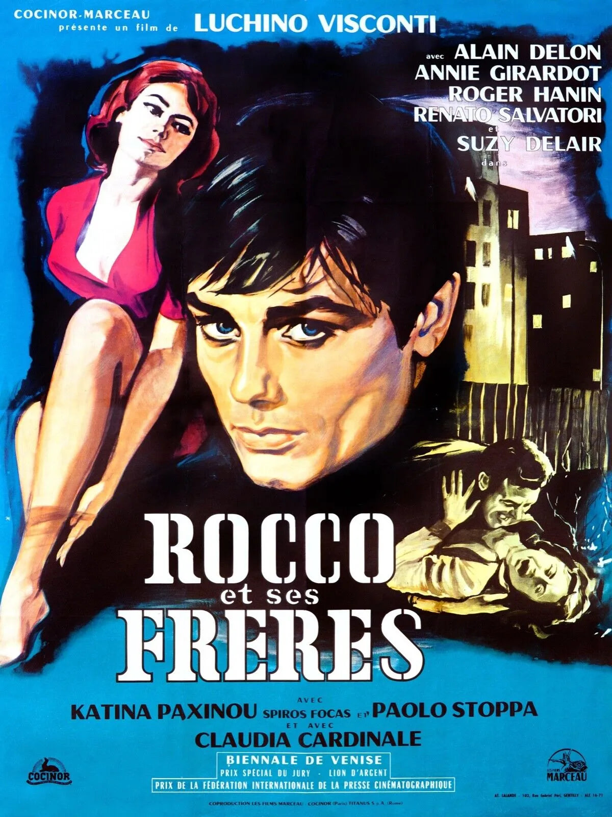 ROCCO AND HIS BROTHERS, ALAIN DELON, 1960, Repro vintage cinema poster, HQ