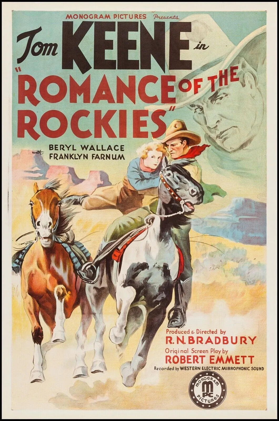 ROMANCE OF THE ROCKIES "TOM KEENE", repro affiche cinéma et toile HQ