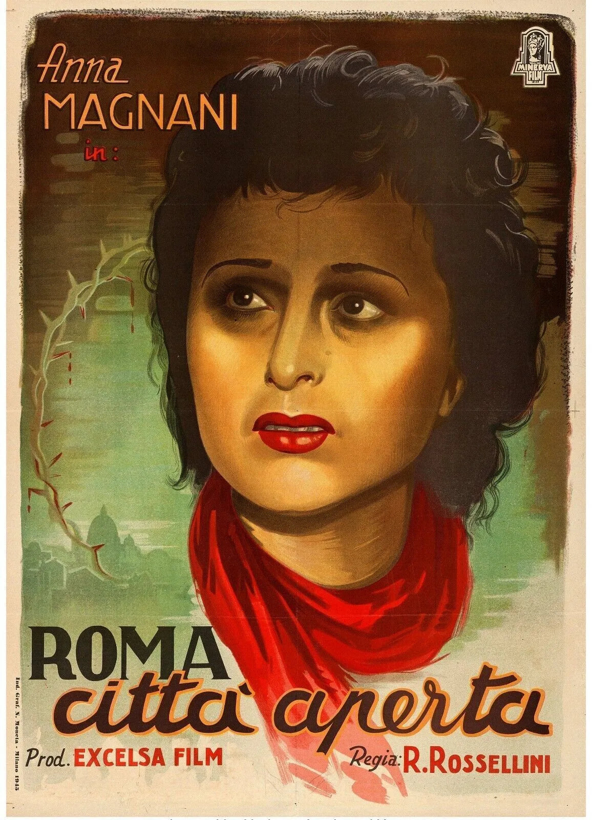 ROME VILLE OUVERTE, ANNA MAGNANI, 1945, Repro affiche cinéma VINTAGE, HQ