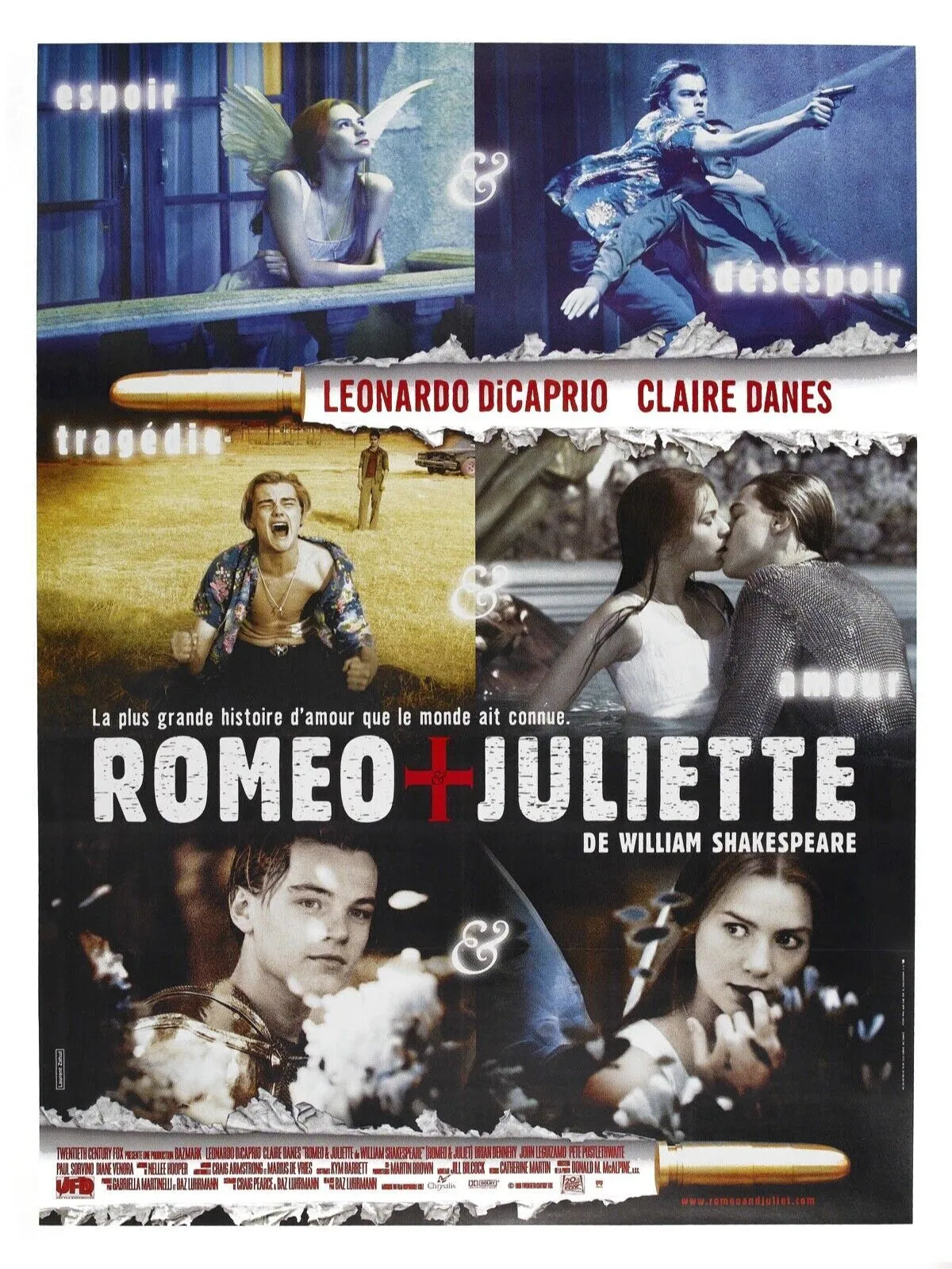ROMÉO + JULIETTE, LEONARDO DI CAPRIO, 1996, Repro affiche cinéma, HQ