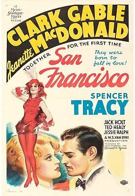SAN FRANCISCO, CLARK GABLE, 1936, repro affiche de cinema, HQ