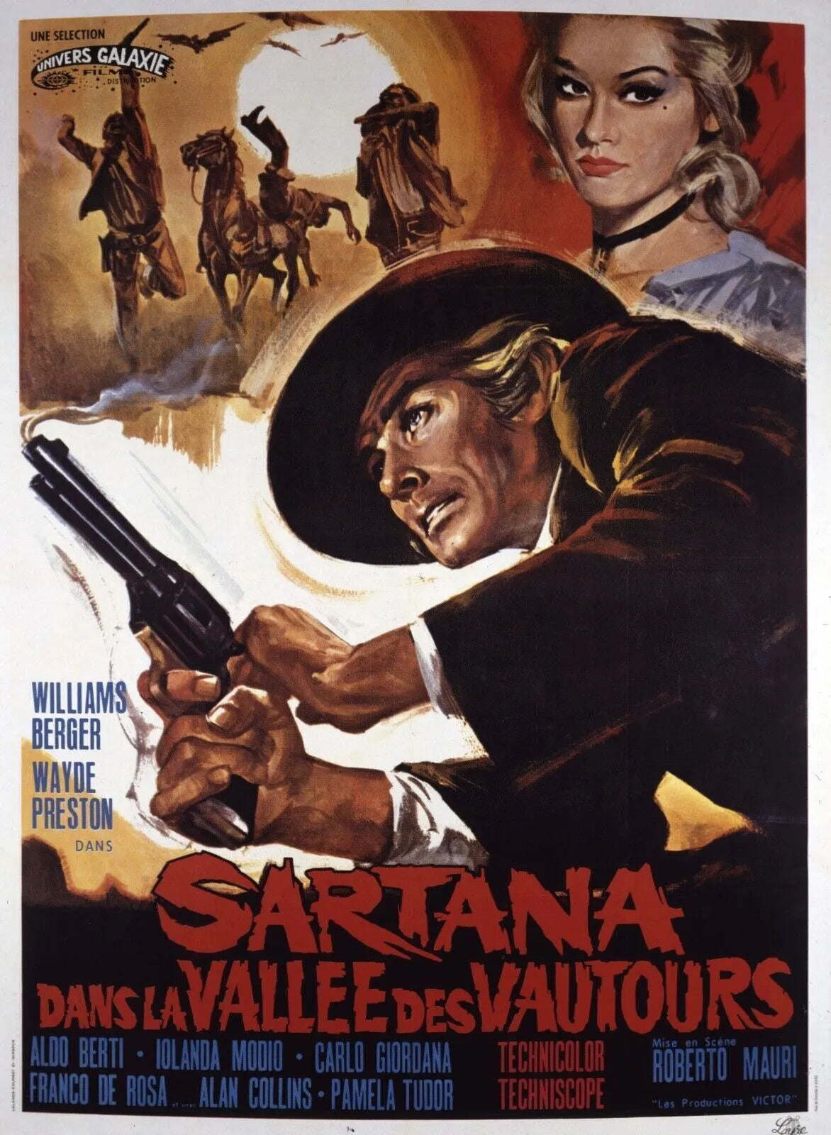 SARTANA DANS LA VALLÉE DES VAUTOURS, WILLIAM BERGER, 1970, Repro affiche cinéma VINTAGE, HQ