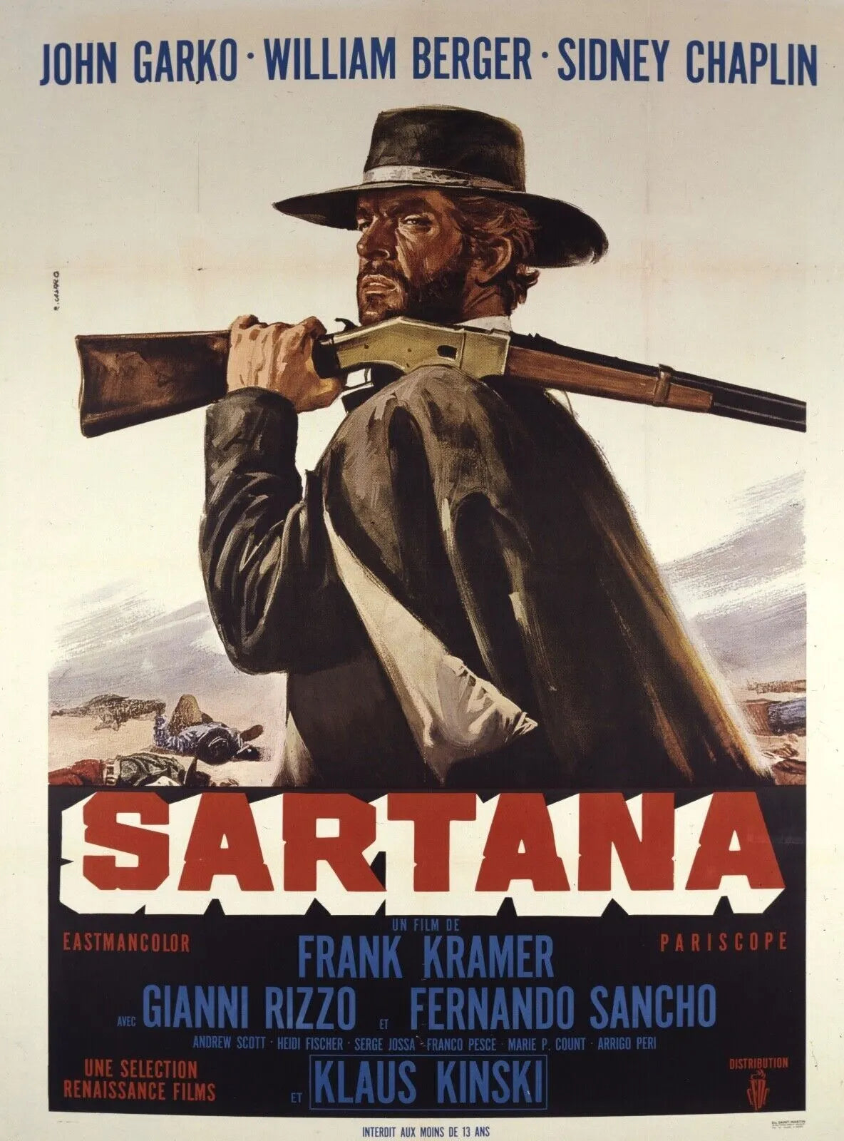 SARTANA DANS LA VALLÉE DES VAUTOURS, WILLIAM BERGER, 1970, Repro affiche cinéma VINTAGE, HQ