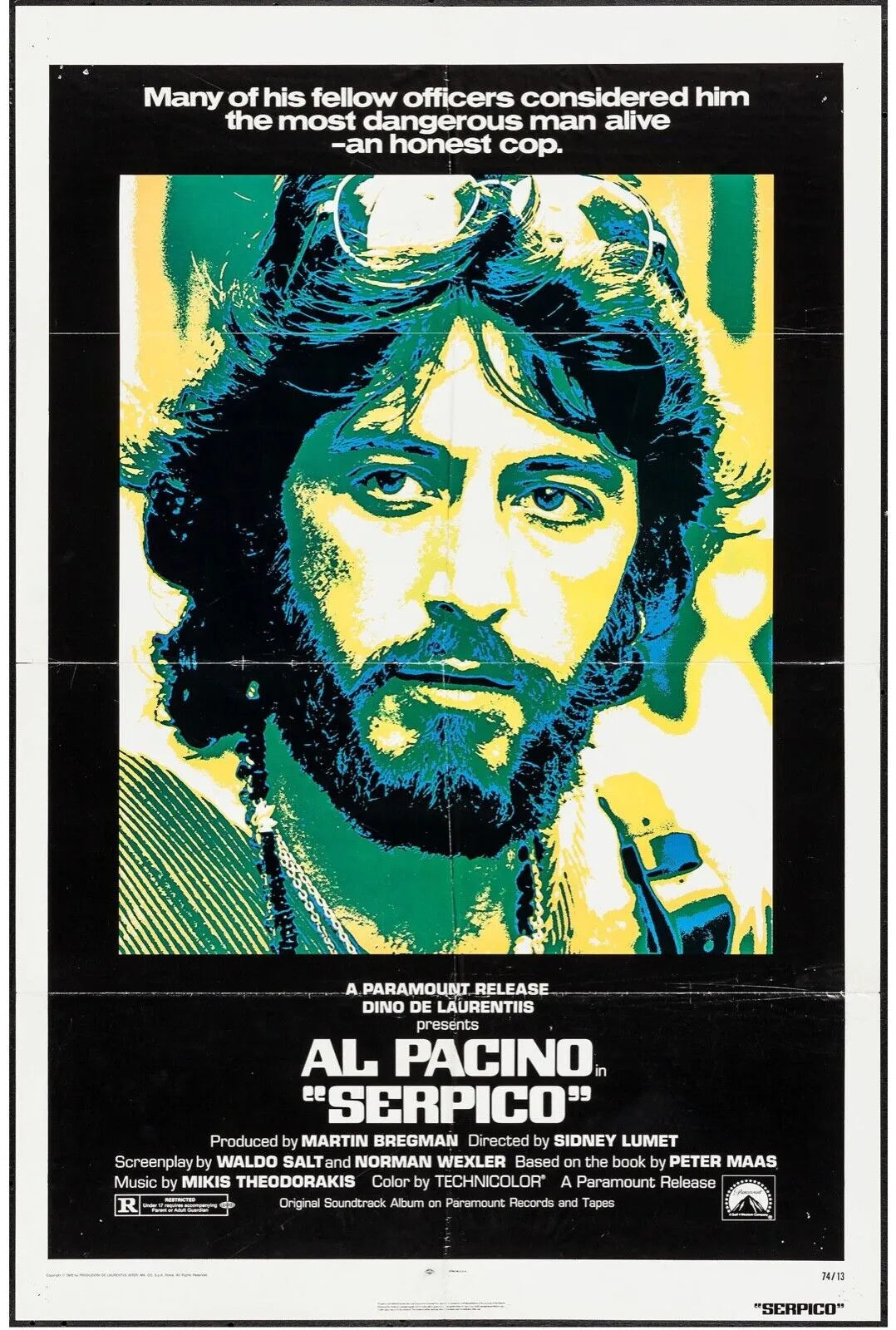 SERPICO, AL PACINO, 1973, Repro Affiche Cinema Vintage, HQ