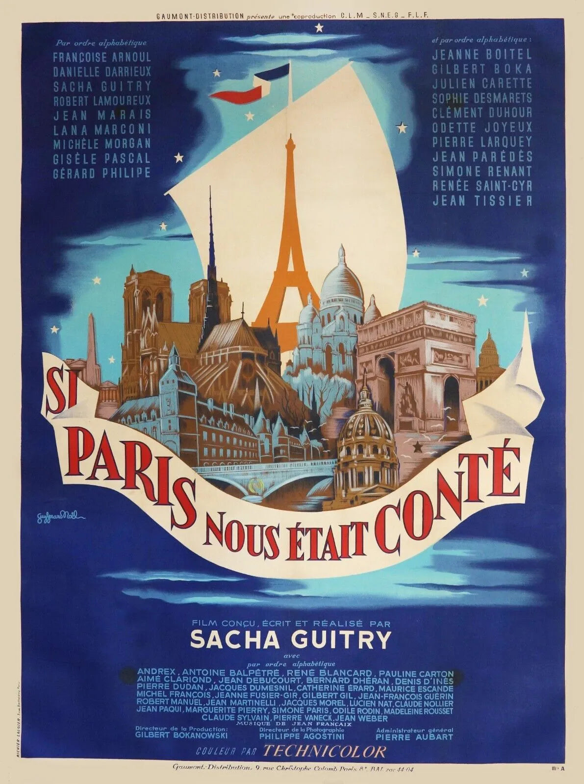 SI PARIS NOUS ETAIT CONTÉ, SACHA GUITRY, 1956, REPRO AFFICHE CINEMA VINTAGE HQ