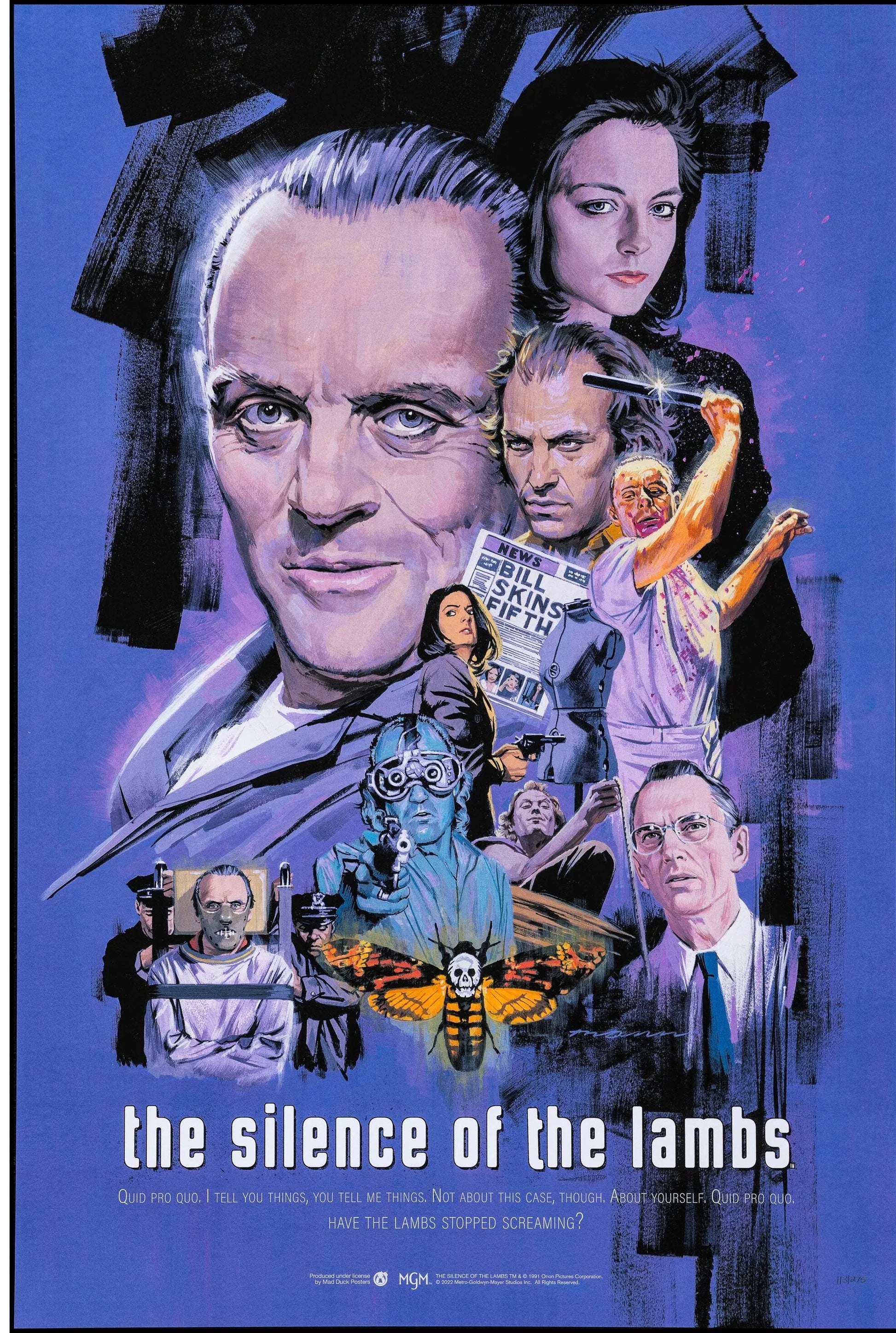 SILENCE OF THE LAMBS, 1991, JODIE FOSTER, ANTHONY HOPKINS, AFFICHE VINTAGE MOVIE POSTER HQ