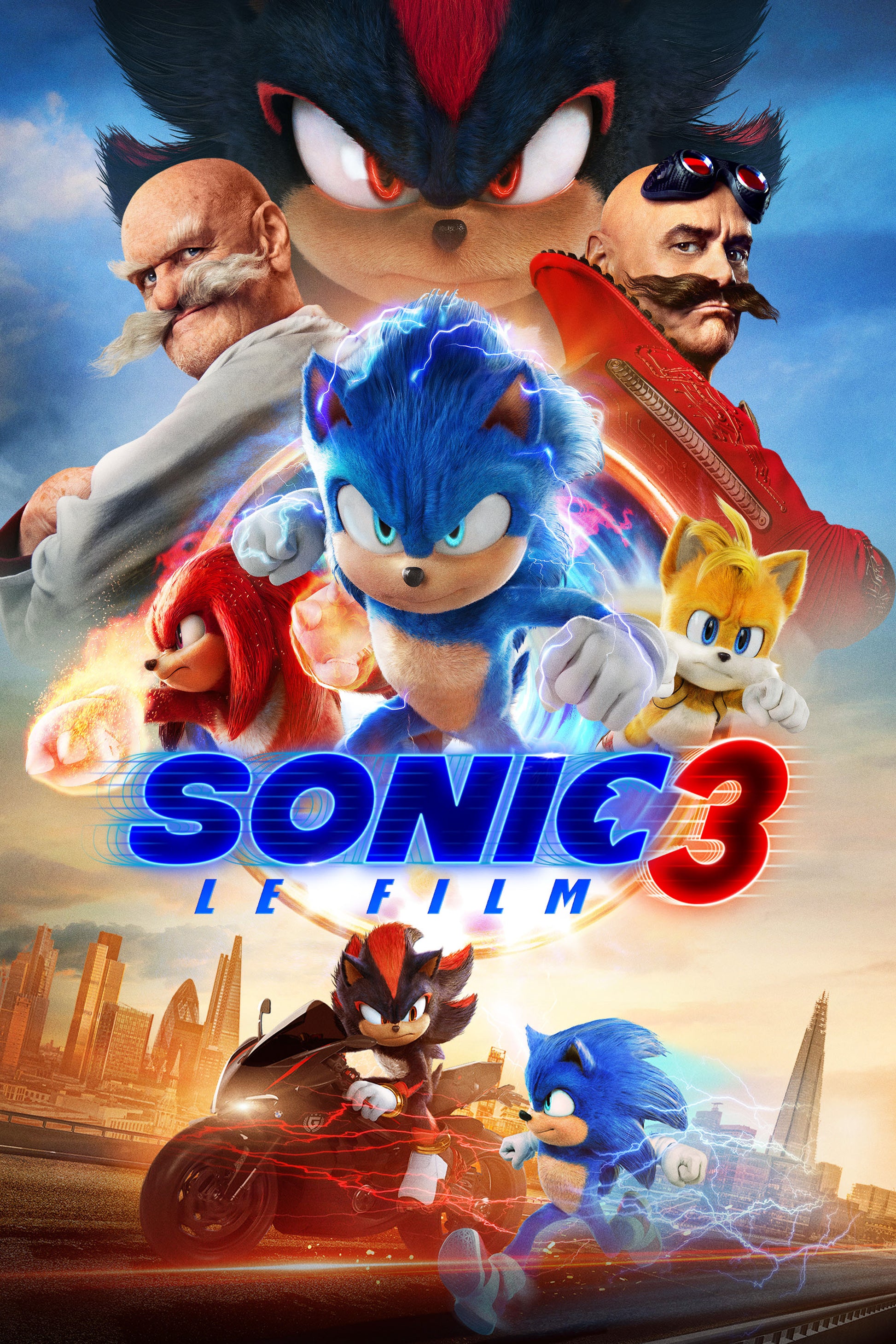 SONIC 3 LE FILM, BEN SCHWARTZ, 2024, POSTER HUB STUDIO RÉTRO, HQ