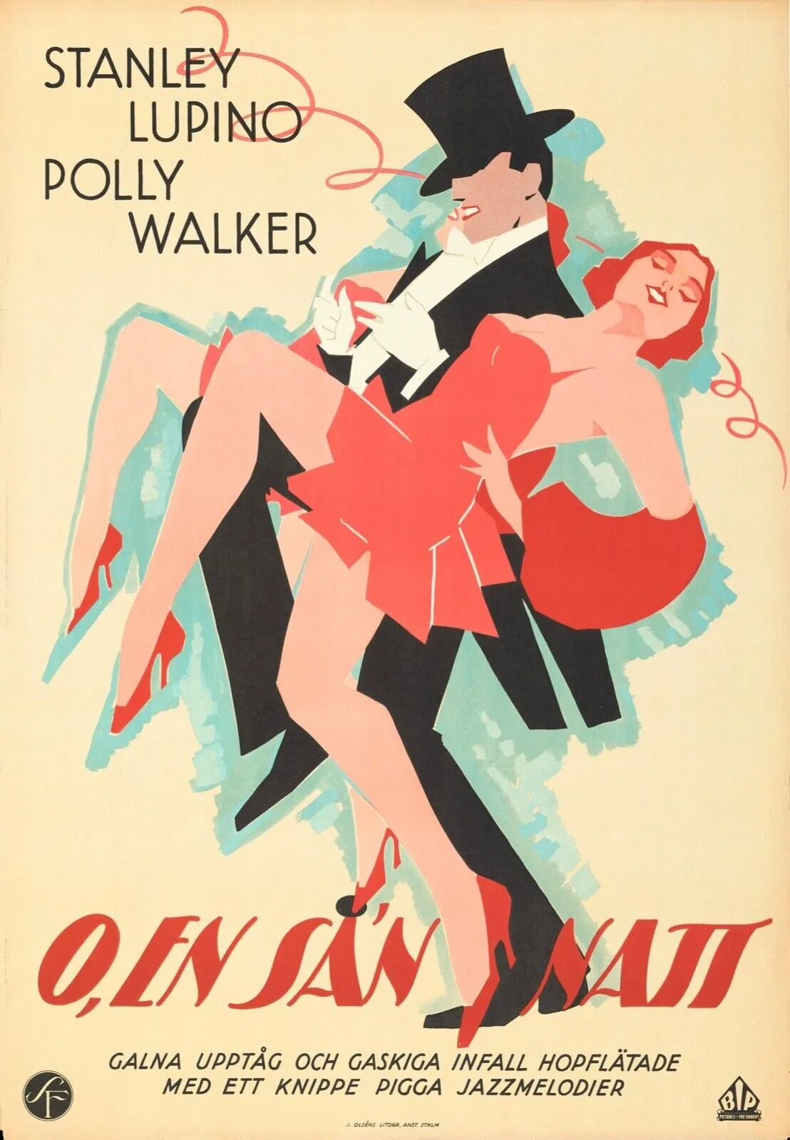 STANLEY LUPINO, POLLY WALKER, REPRO CINEMA DANCE POSTER