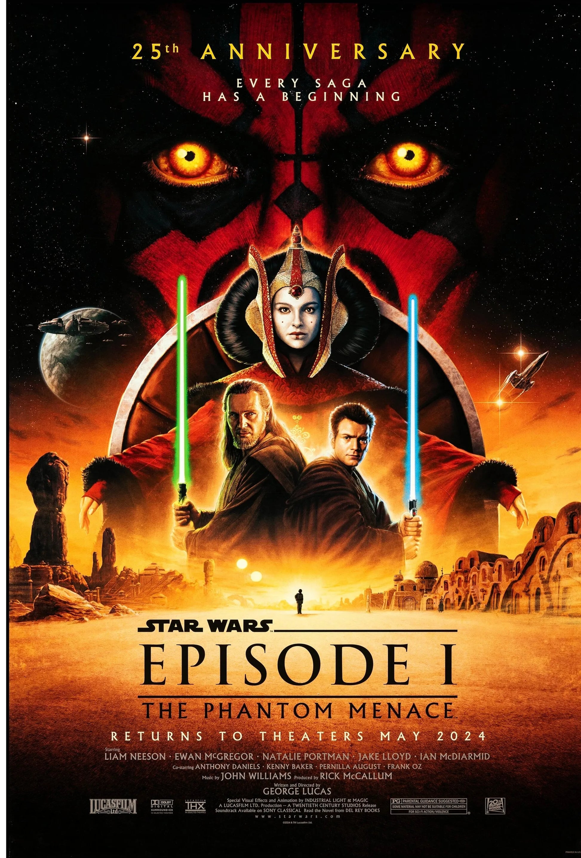 STAR WARS – EPISODE I : THE PHANTOM MENACE – LIAM NEESON – 1999, AFFICHE VINTAGE CINÉMA RÉTRO, HQ