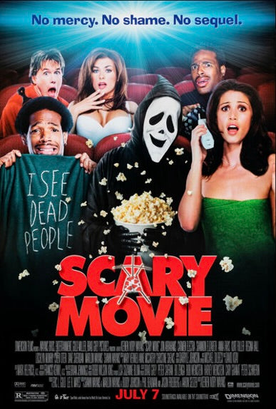 Affiche du film Scary Movie (2000) avec Anna Faris. Parodie culte des films d’horreur. Reproduction HQ – Poster Hub Studio.