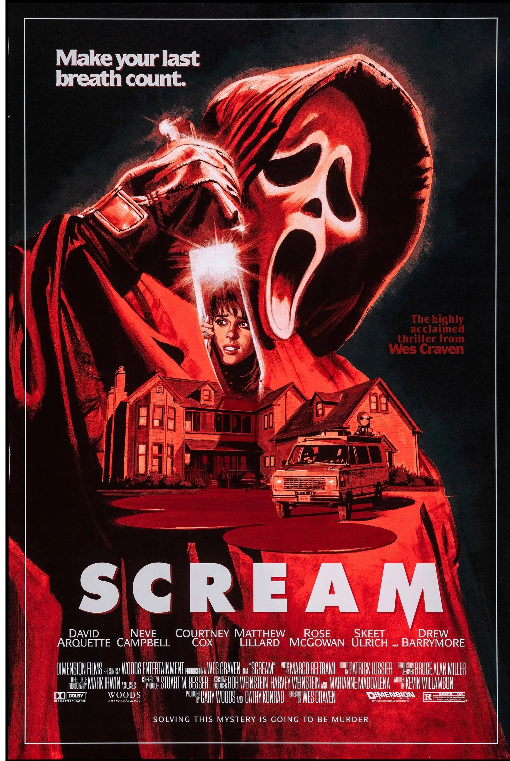 SCREAM – NEVE CAMPBELL – 1996, AFFICHE VINTAGE CINÉMA RÉTRO, HQ