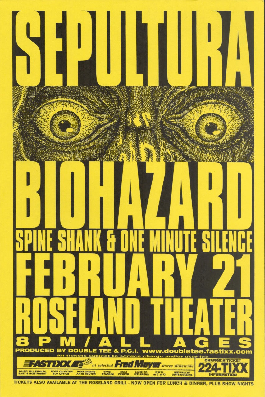 SEPULTURA & BIOHAZARD – ROSELAND THEATER CONCERT POSTER – METAL TOUR