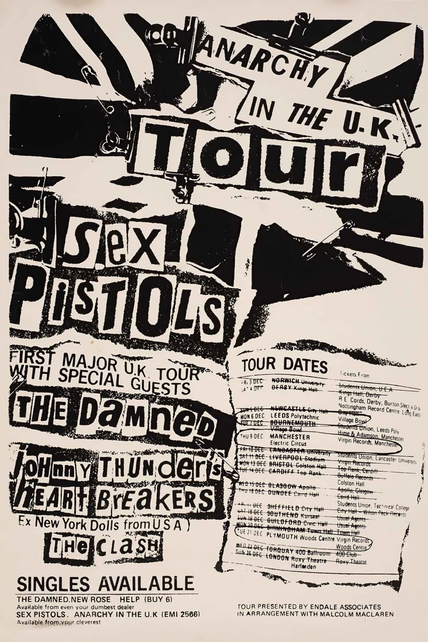 SEX PISTOLS – ANARCHY IN THE U.K. TOUR – PUNK ROCK CONCERT POSTER