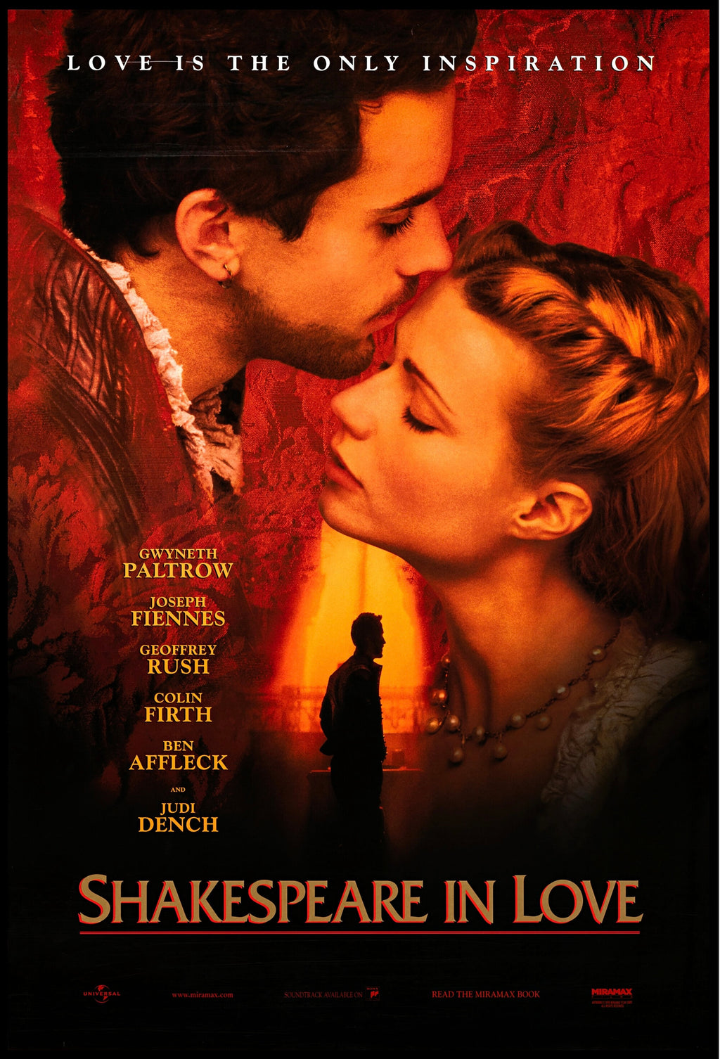 Affiche du film Shakespeare in Love (1998) avec Gwyneth Paltrow. Romance élégante et primée. Reproduction HQ – Poster Hub Studio.
