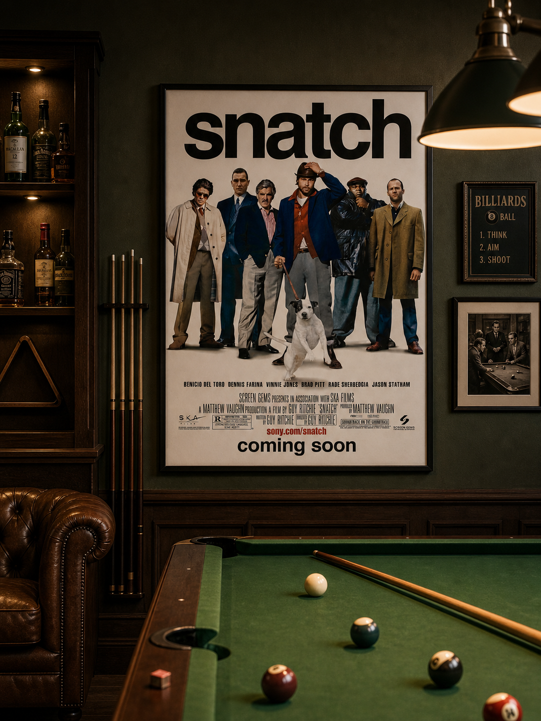 SNATCH – TU BRAQUES OU TU RAQUES – FILM DE GUY RITCHIE (2000) – BRAD PITT – AFFICHE CINÉMA CRIME COMÉDIE – REPRODUCTION – POSTER HUB STUDIO – HQ