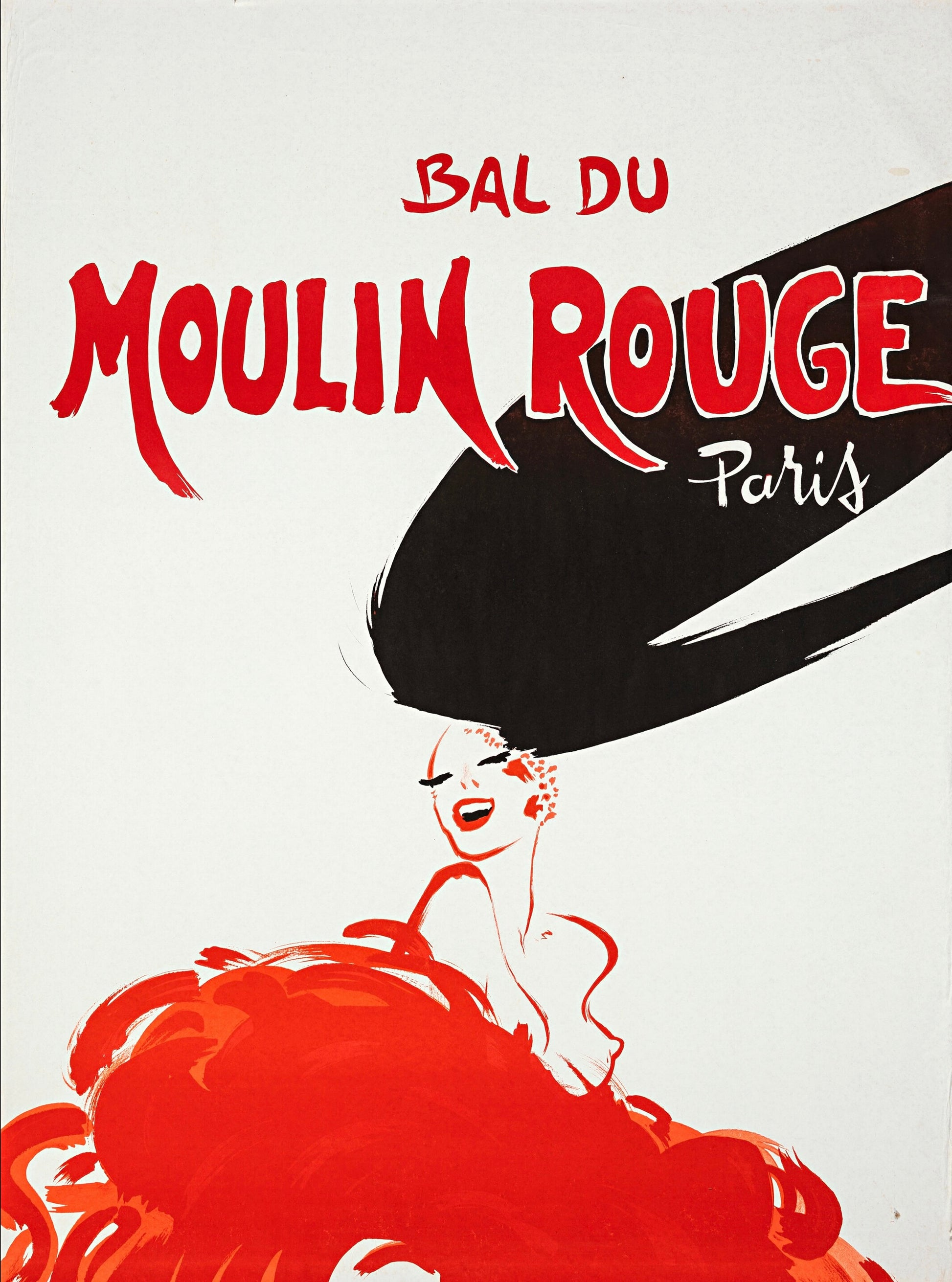 BAL DU MOULIN ROUGE, PARIS, ANNÉES 1950, POSTER HUB STUDIO RÉTRO – HQ