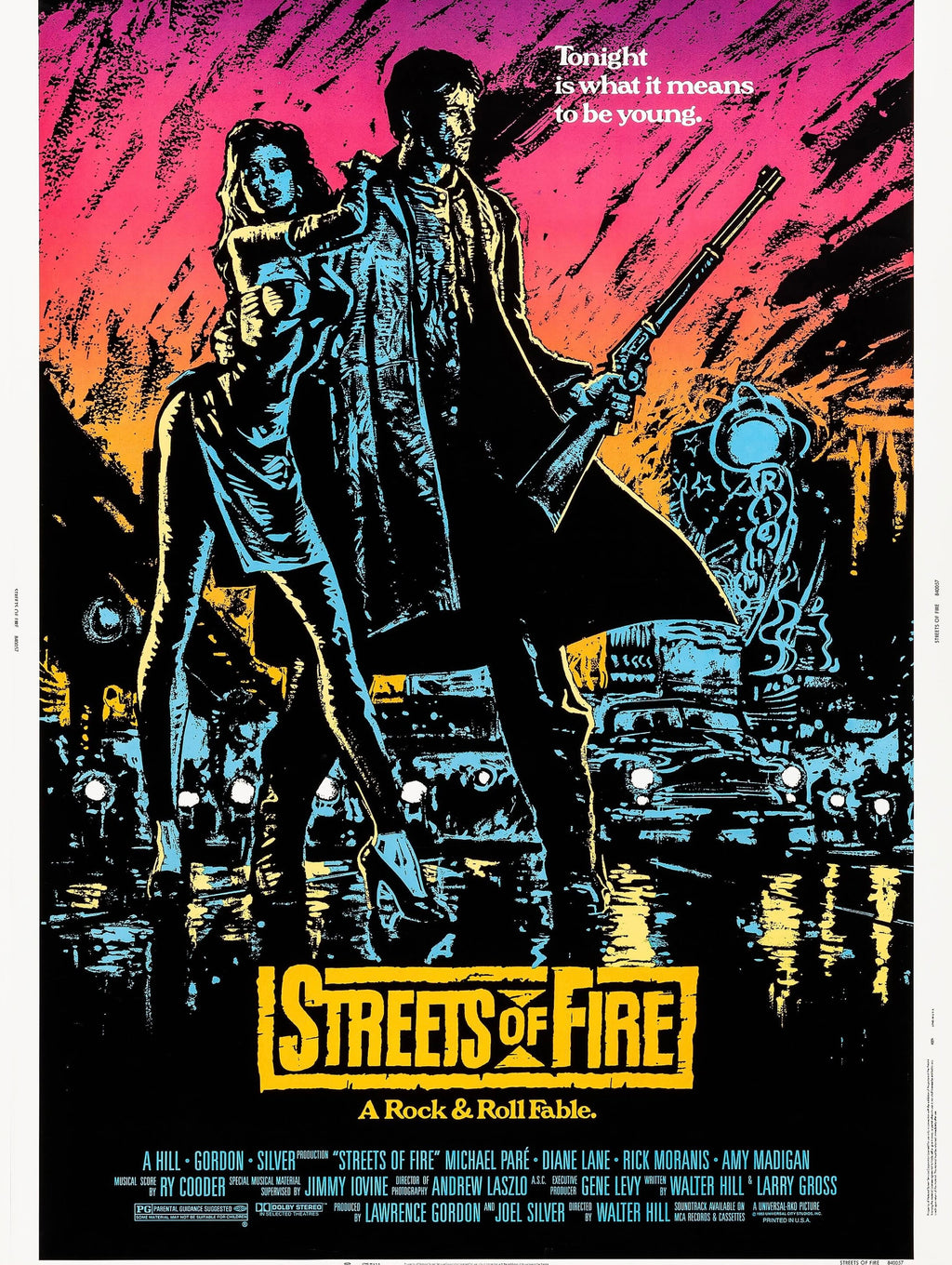 Affiche Streets of Fire (1984) en situation déco. Film culte rock années 80. Poster stylé pour intérieur moderne – reproduction HQ Poster Hub.