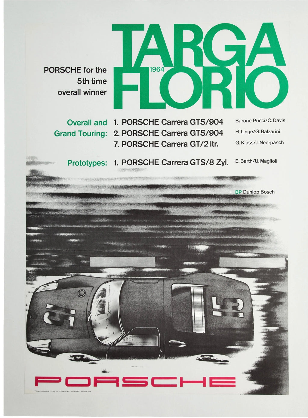 TARGA FLORIO, PORSCHE SPORTS CAR POSTER HQ