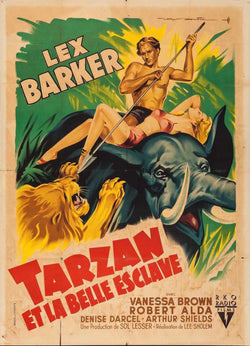 TARZAN ET LA BELLE ESCLAVE, LEX BARKER, 1950, REPRO AFFICHE CINEMA VINTAGE