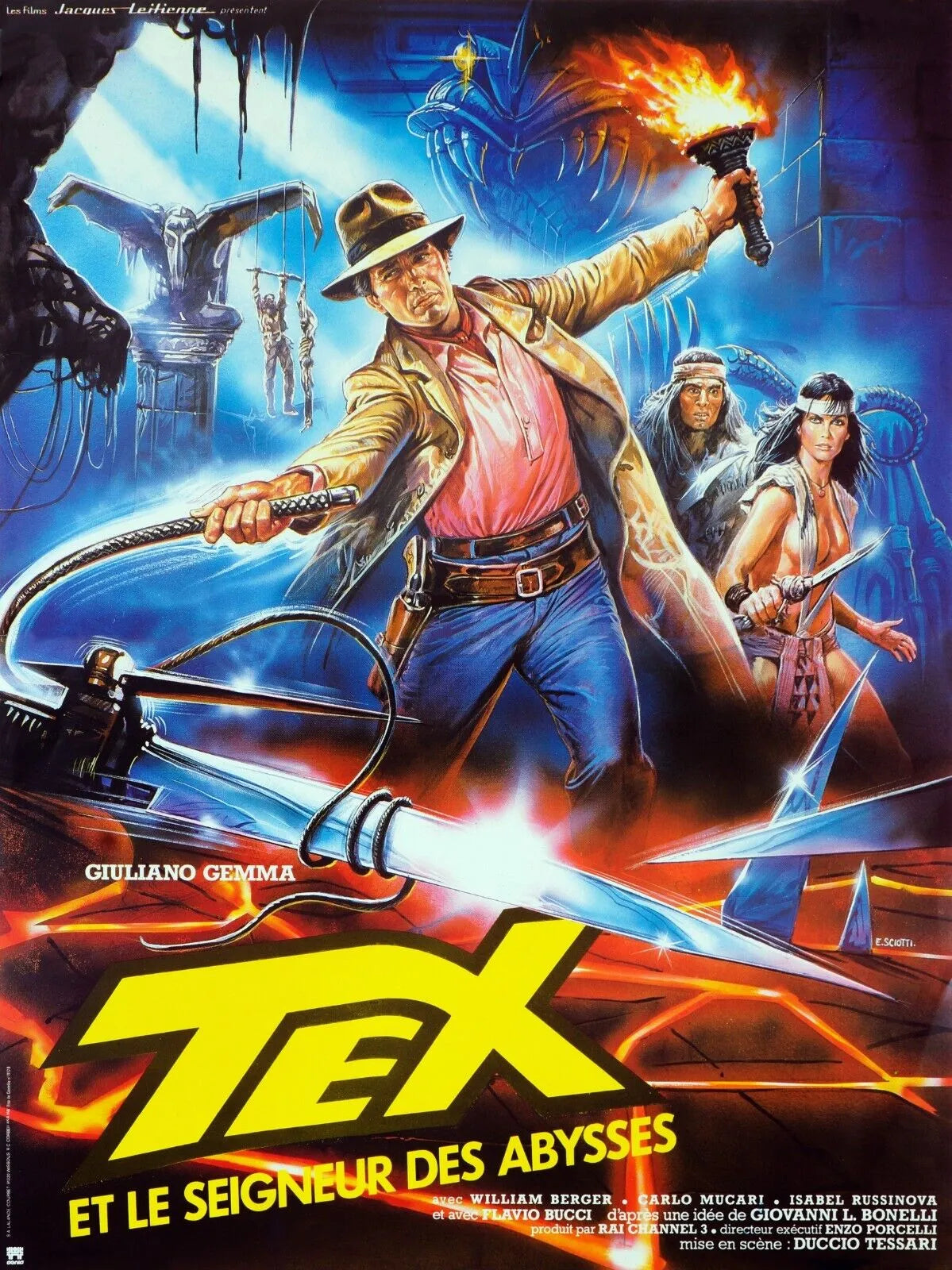 TEX ET LE SEIGNEUR DES ABYSSES, GIULIANO GEMMA, 1985, REPRO AFFICHE CINEMA VINTAGE, HQ