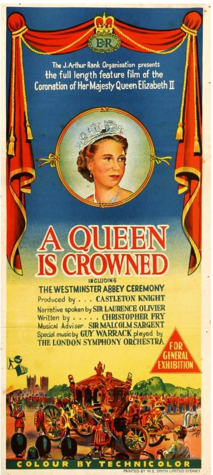 THE CORONATION OF QUEEN ELIZABETH II - REPRO MOVIE POSTER, VINTAGE, HQ.