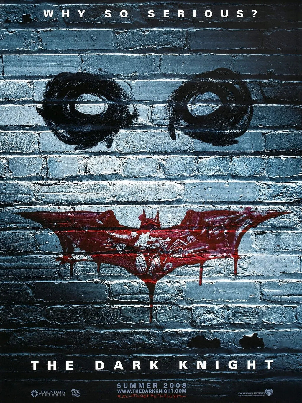 THE DARK KNIGHT – WHY SO SERIOUS, CHRISTIAN BALE, 2008, REPRO AFFICHE CINÉMA VINTAGE, HQ