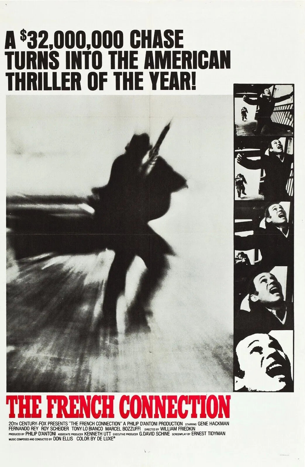THE FRENCH CONNECTION, GENE HACKMAN, REPRO AFFICHE DE CINEMA VINTAGE