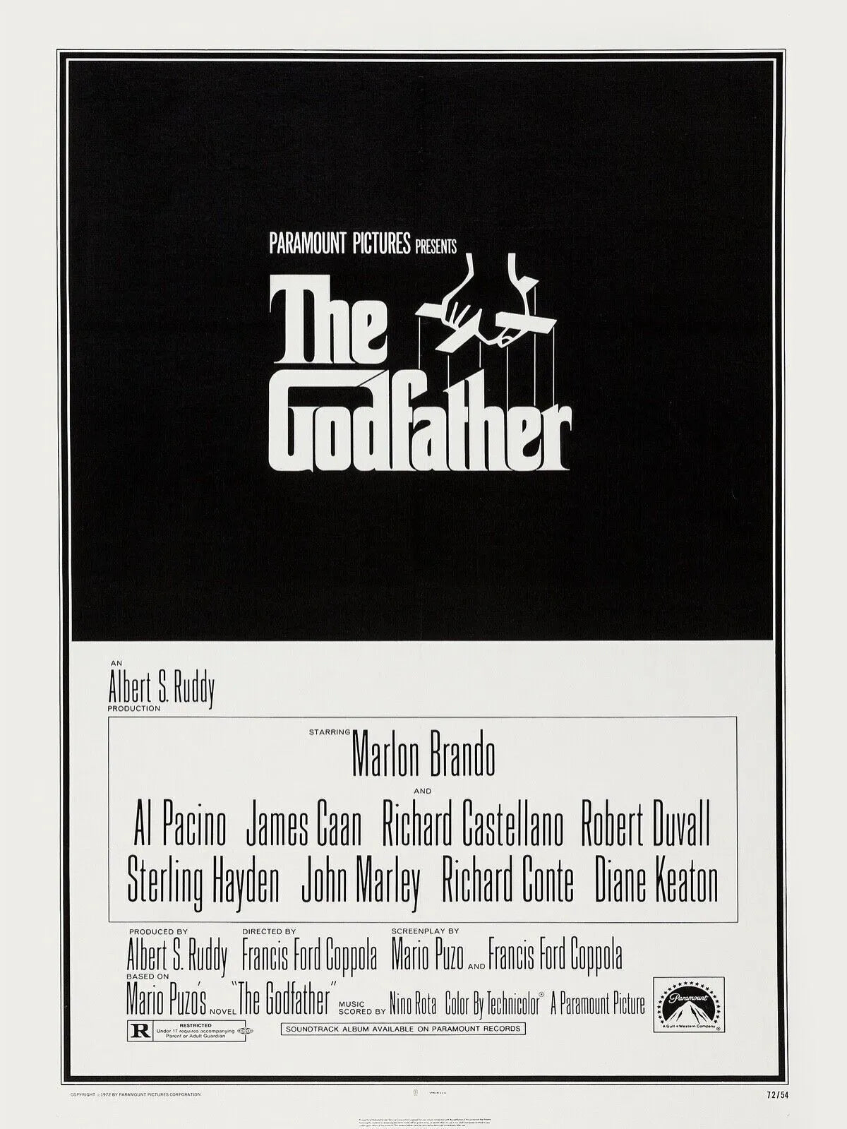 THE GODFATHER, LE PARRAIN, MARLON BRANDO, repro affiche cinéma HQ