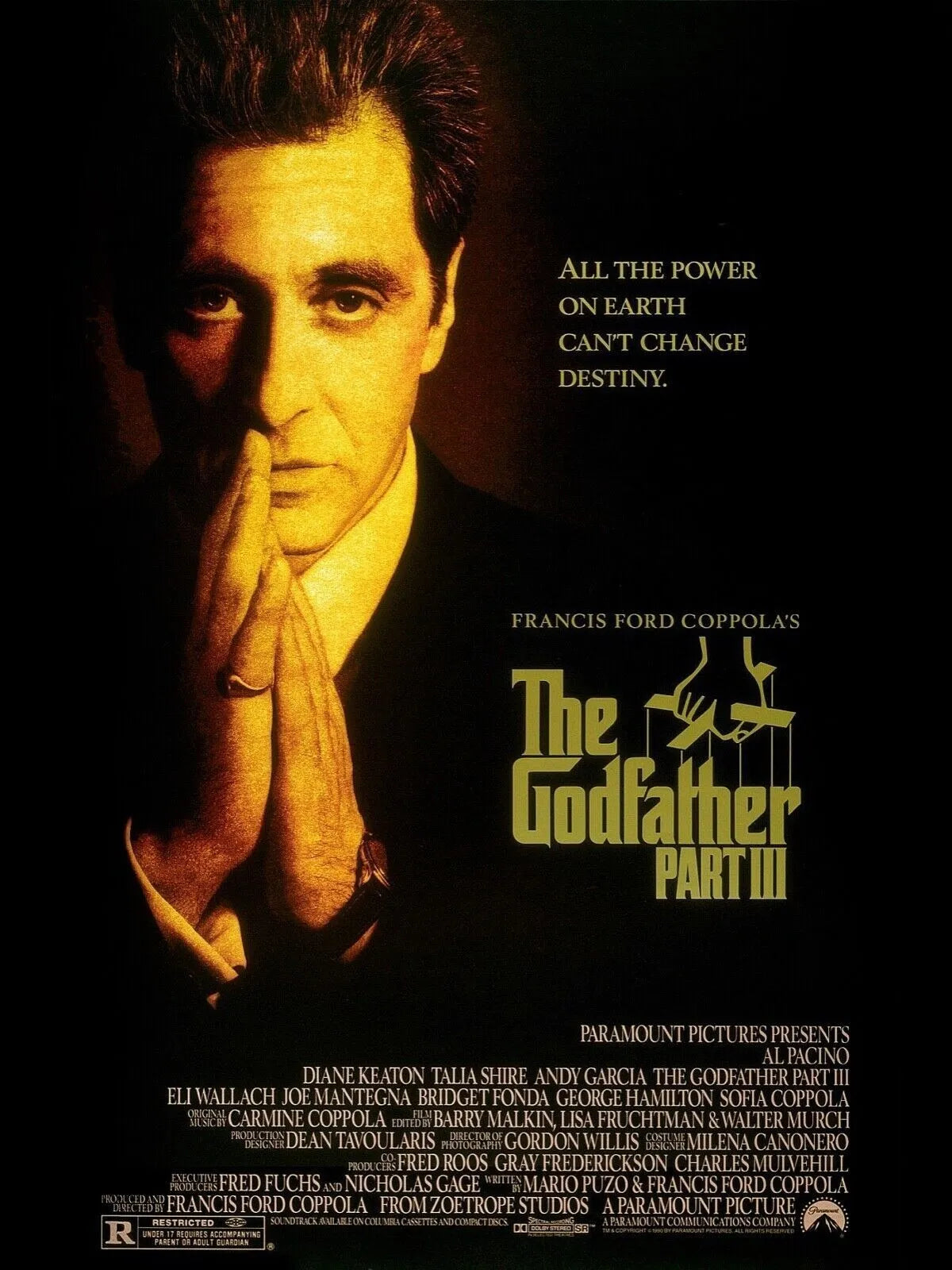 THE GODFATHER PART III, LE PARRAIN 3, AL PACINO, REPRO AFFICHE CINÉMA, HQ
