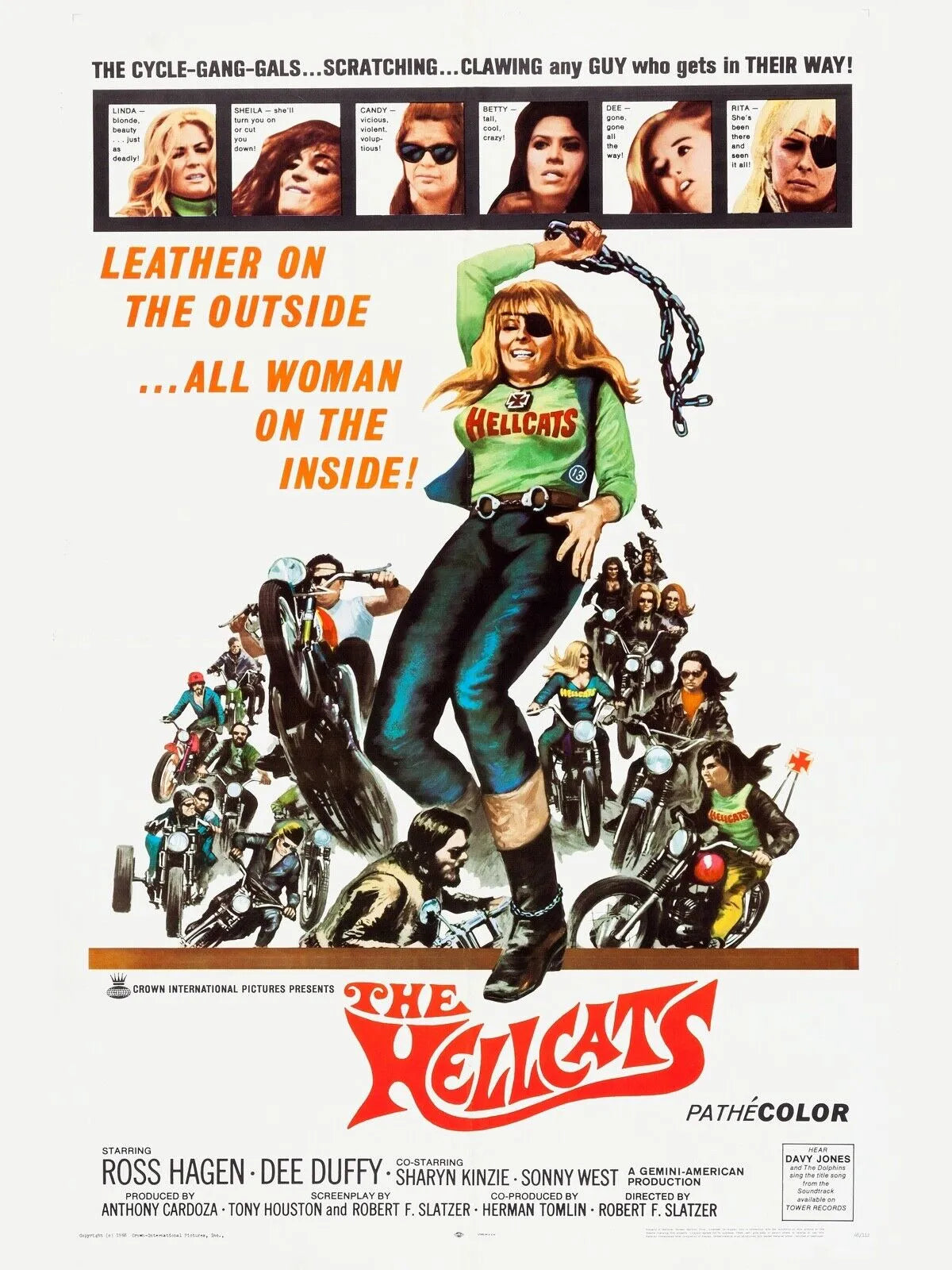 THE HELLCATS, MOTOS, ROSS HAGEN, REPRO AFFICHE CINEMA VINTAGE, HQ