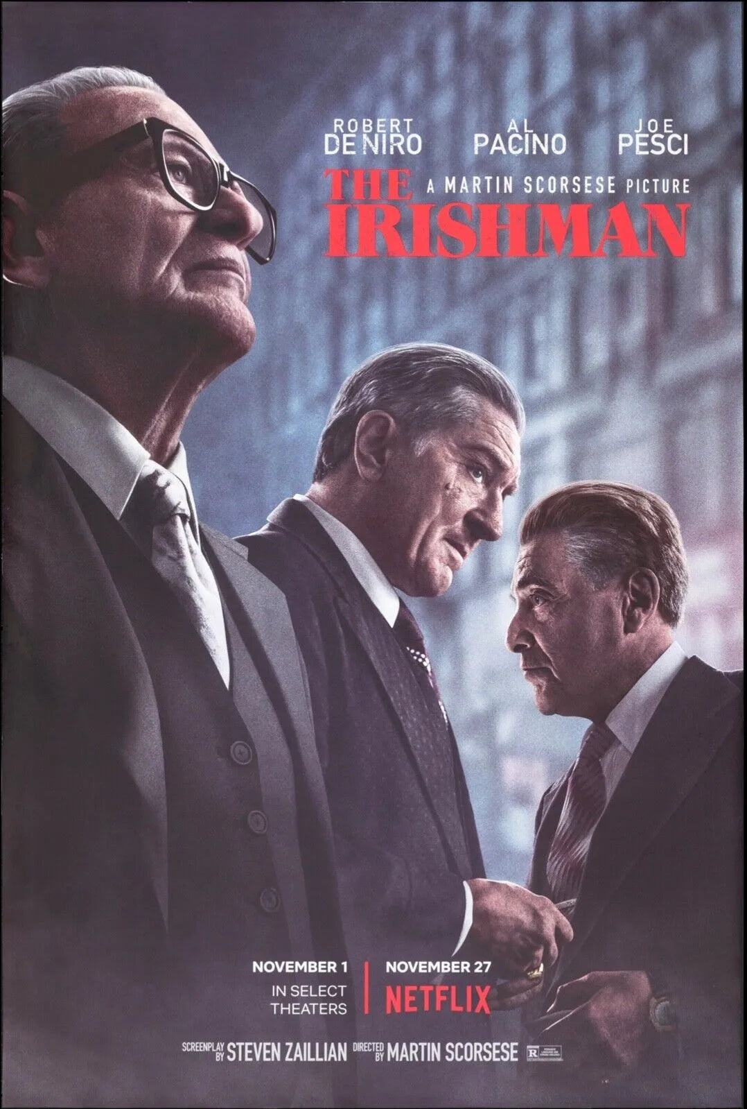 THE IRISHMAN, ROBERT DE NIRO, 2019, Vintage Film Poster Reproduction, HQ
