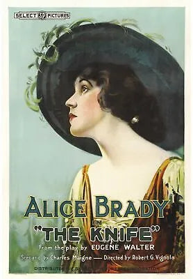 THE KNIFE, ALICE BRADY, 1918, REPRO AFFICHE CINEMA, HQ