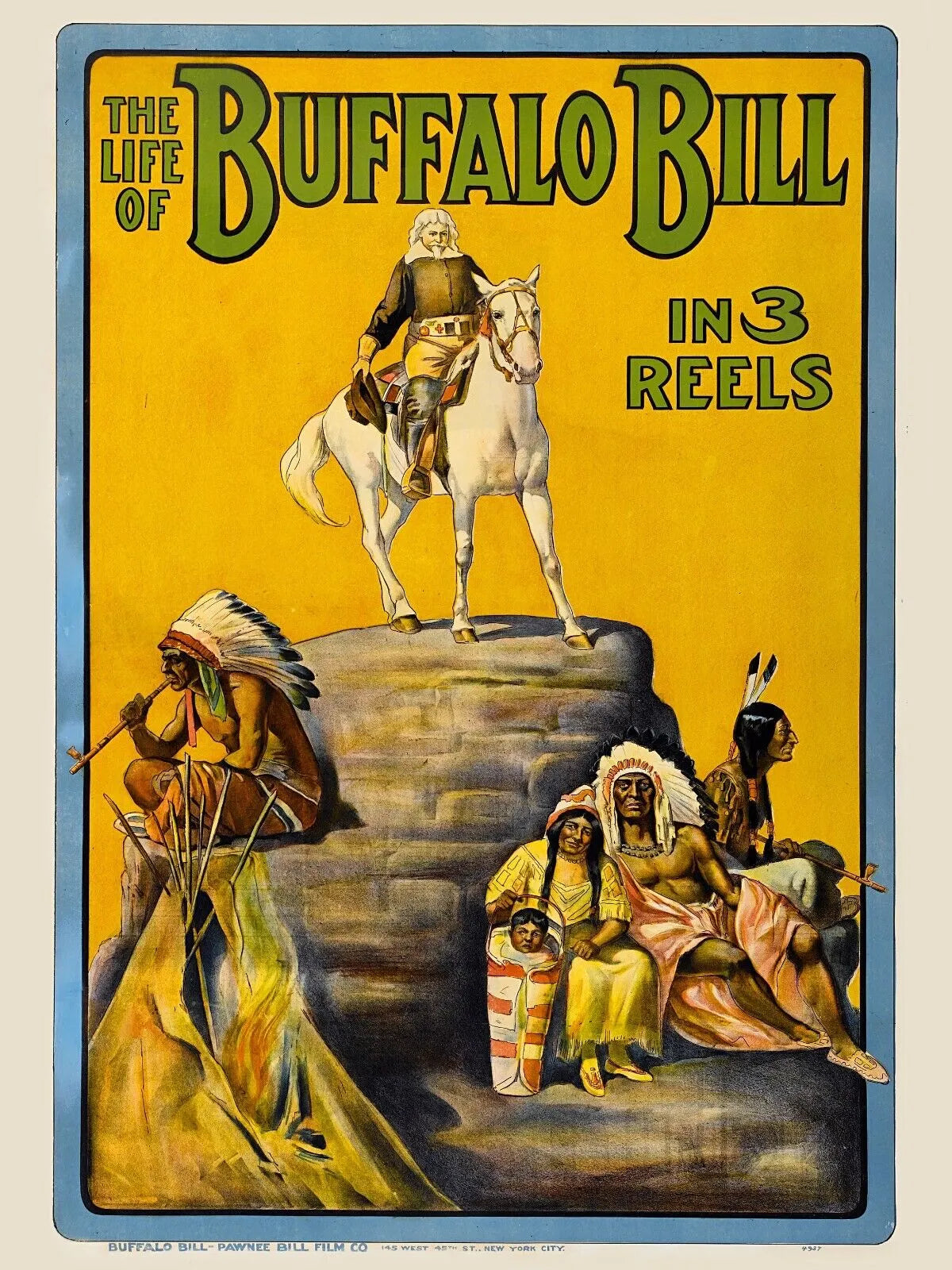 THE LIFE OF BUFFALO BILL, 1912, REPRO AFFICHE DE CINEMA VINTAGE, HQ