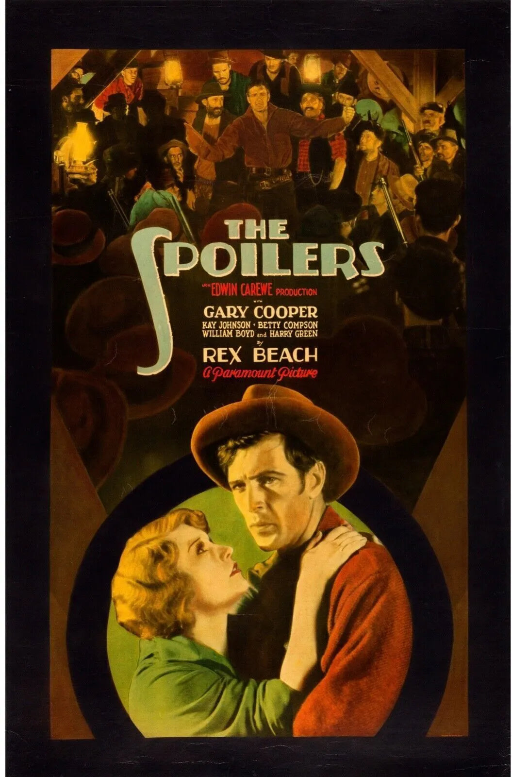 THE SPOILERS, GARY COOPER, KAY JOHNSON, REPRO AFFICHE CINEMA VINTAGE, HQ