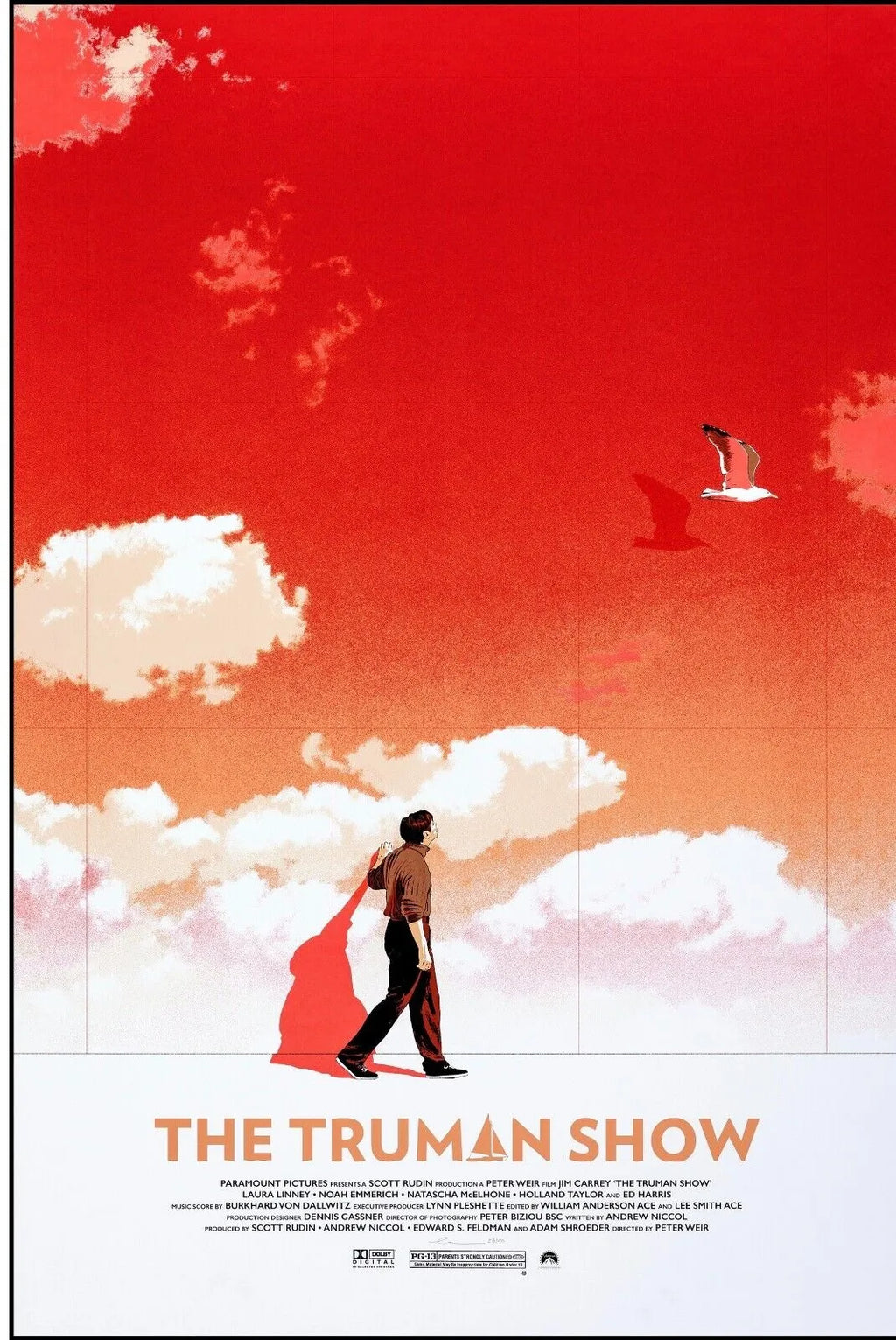 THE TRUMAN SHOW, JIM CARREY, LAURA LINNEY, 1998 - repro affiche de cinema, HQ.